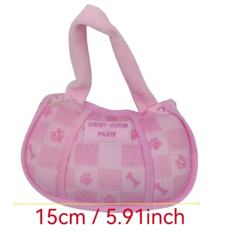 CHEWY VUITON PARIS PLUSH PURSE DOG TOY